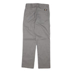 DICKIES Mens Cotton Blend Grey Regular Straight Trousers W28 L30 Workwear Zip