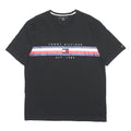 TOMMY HILFIGER Mens Black & Red Graphic T-Shirt XL Short Sleeve Crew Neck Logo