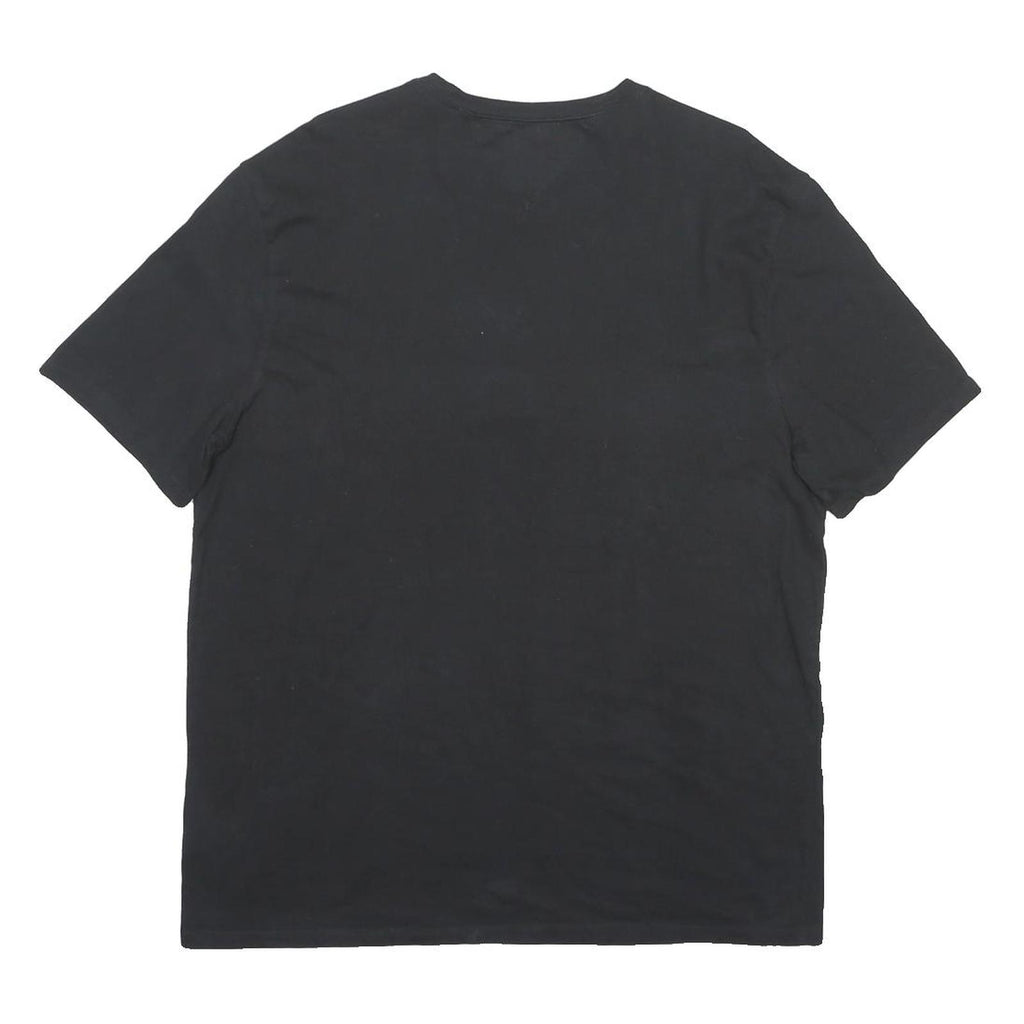 TOMMY HILFIGER Mens Black & Red Graphic T-Shirt XL Short Sleeve Crew Neck Logo