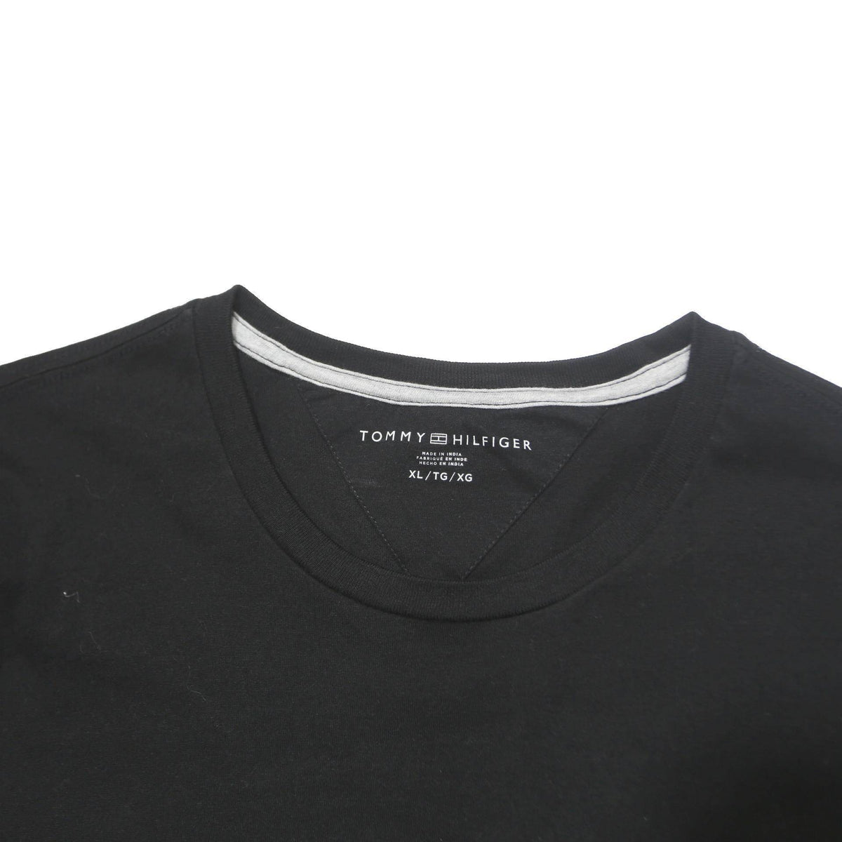 TOMMY HILFIGER Mens Black & Red Graphic T-Shirt XL Short Sleeve Crew Neck Logo