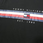 TOMMY HILFIGER Mens Black & Red Graphic T-Shirt XL Short Sleeve Crew Neck Logo