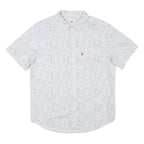 LEVI'S Mens White & Blue Casual Short Sleeve Shirt L Cotton Blend