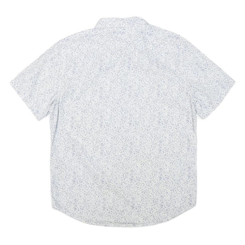 LEVI'S Mens White & Blue Casual Short Sleeve Shirt L Cotton Blend