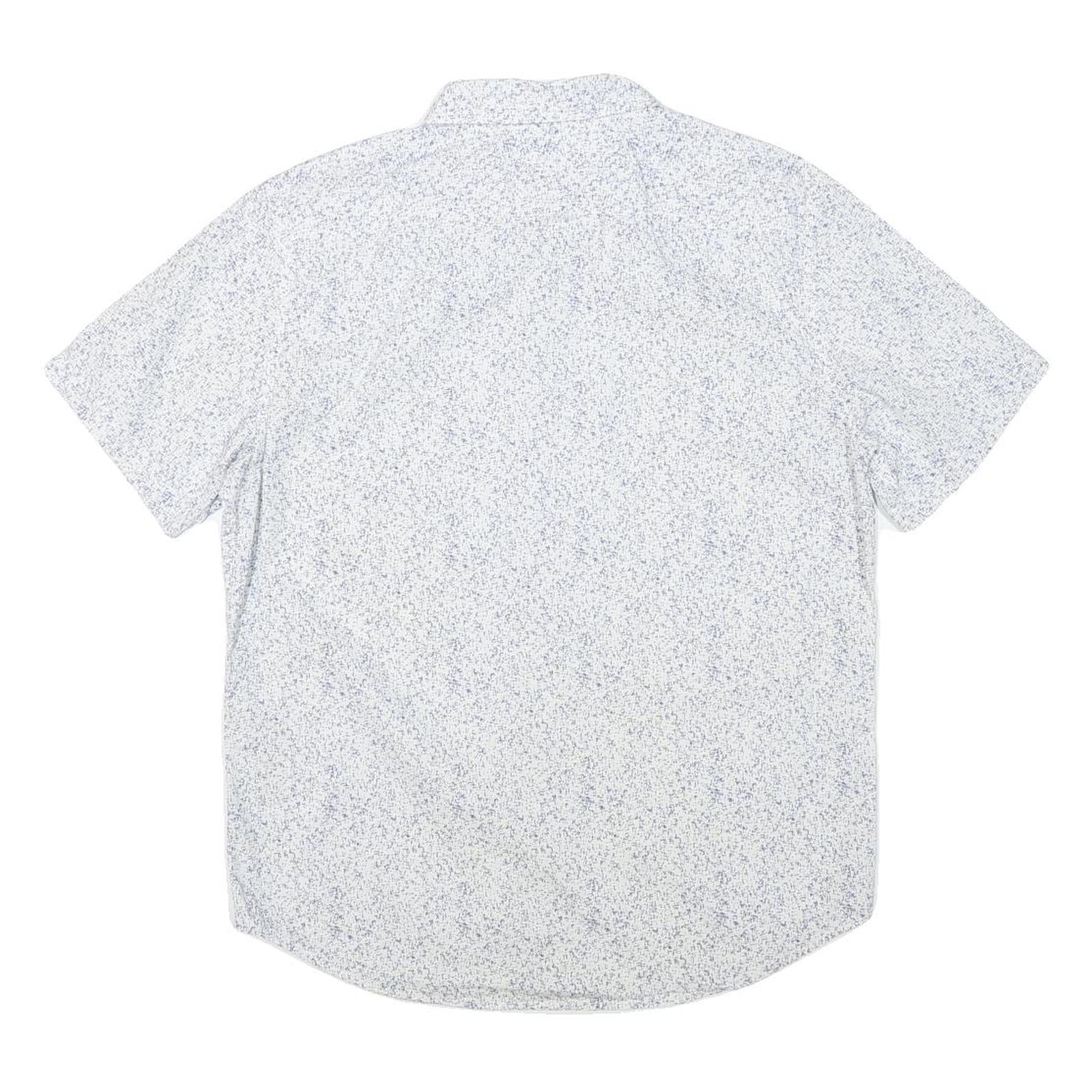 LEVI'S Mens White & Blue Casual Short Sleeve Shirt L Cotton Blend