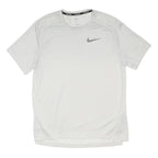 NIKE RUNNING Mens White Athletic T-Shirt M Short Sleeve Crew Neck Reflective