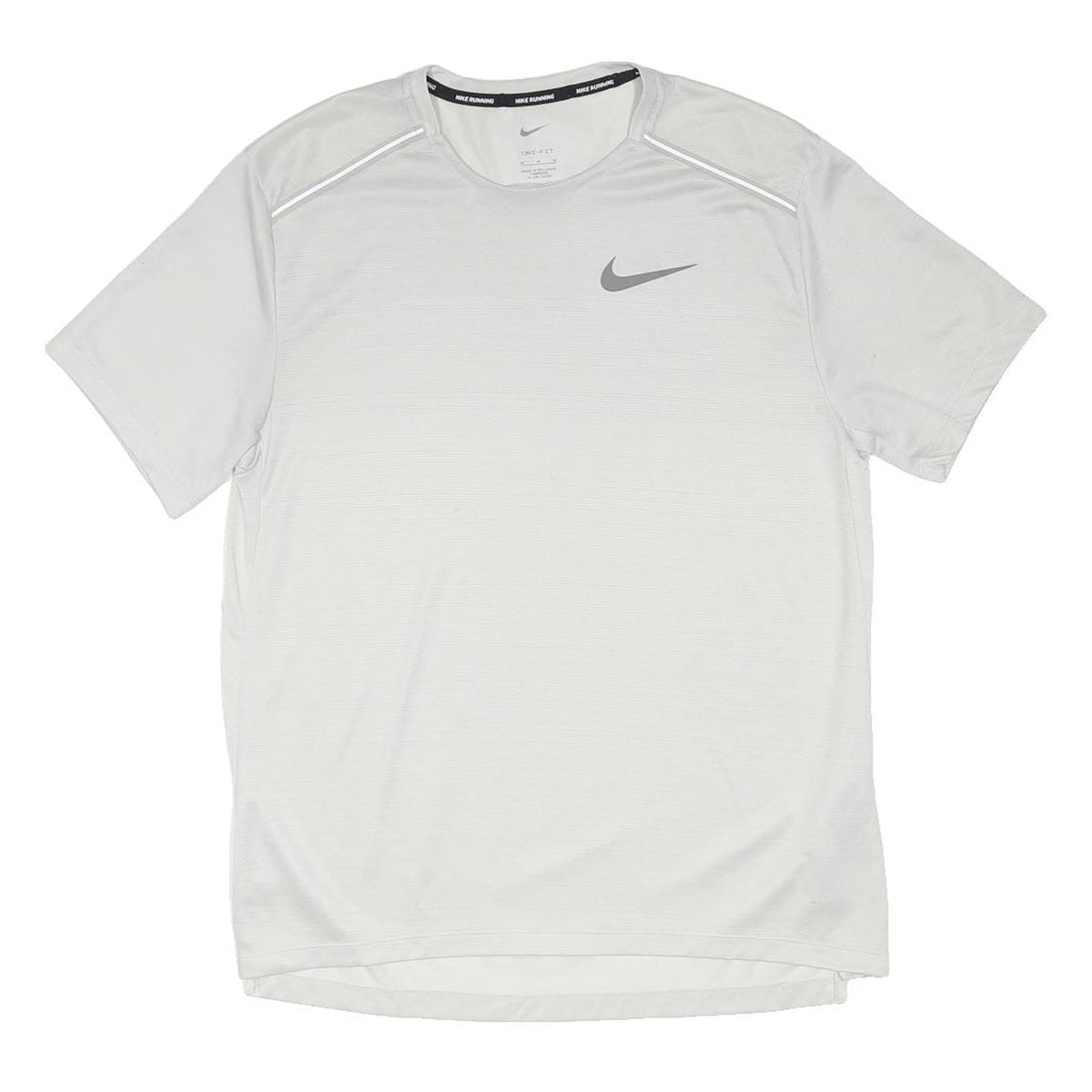 NIKE RUNNING Mens White Athletic T-Shirt M Short Sleeve Crew Neck Reflective
