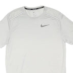 NIKE RUNNING Mens White Athletic T-Shirt M Short Sleeve Crew Neck Reflective