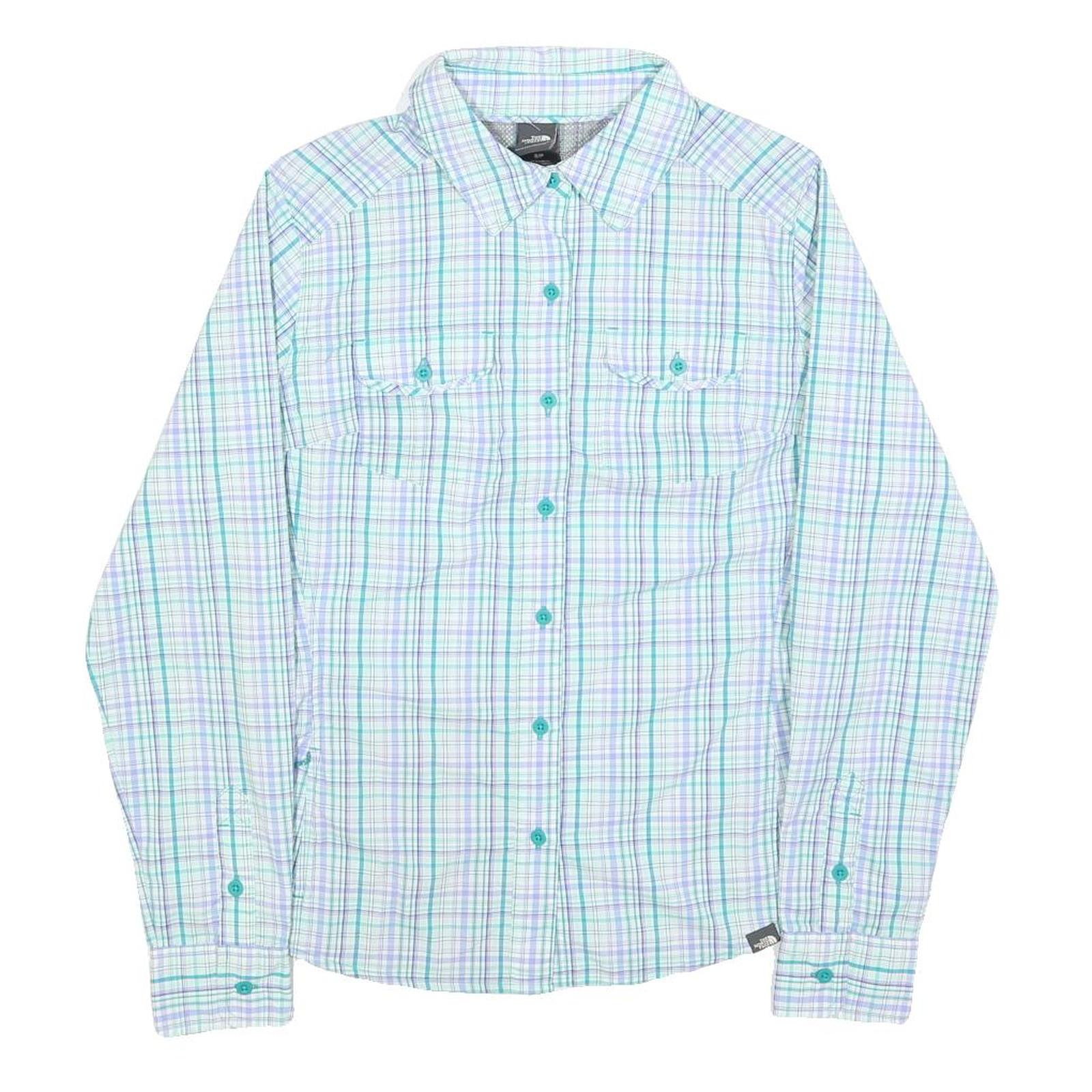THE NORTH FACE Womens Blue & Purple Check Shirt S Lightweight Breathable Outdoor