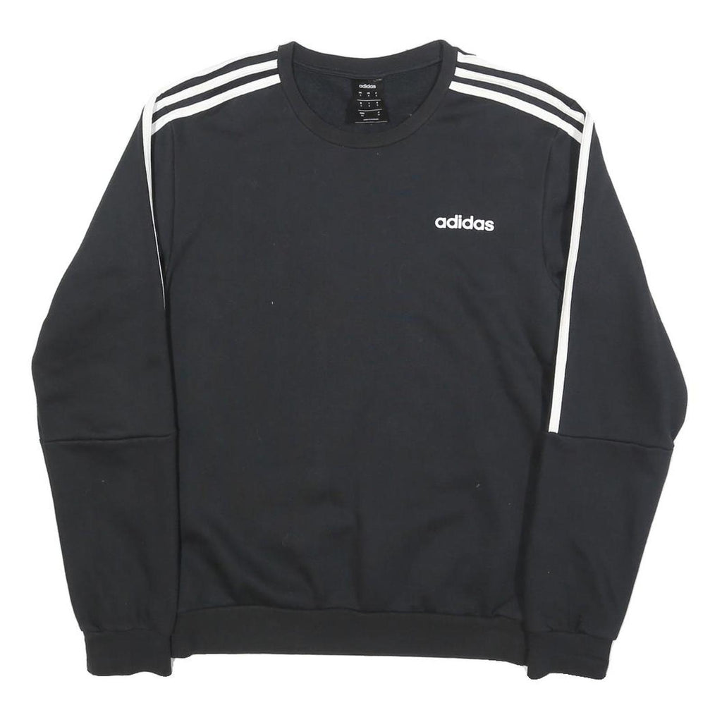 ADIDAS Mens Black Crew Neck Sweatshirt S Cotton Blend Sportswear Top