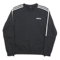ADIDAS Mens Black Crew Neck Sweatshirt S Cotton Blend Sportswear Top