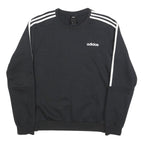 ADIDAS Mens Black Crew Neck Sweatshirt S Cotton Blend Sportswear Top