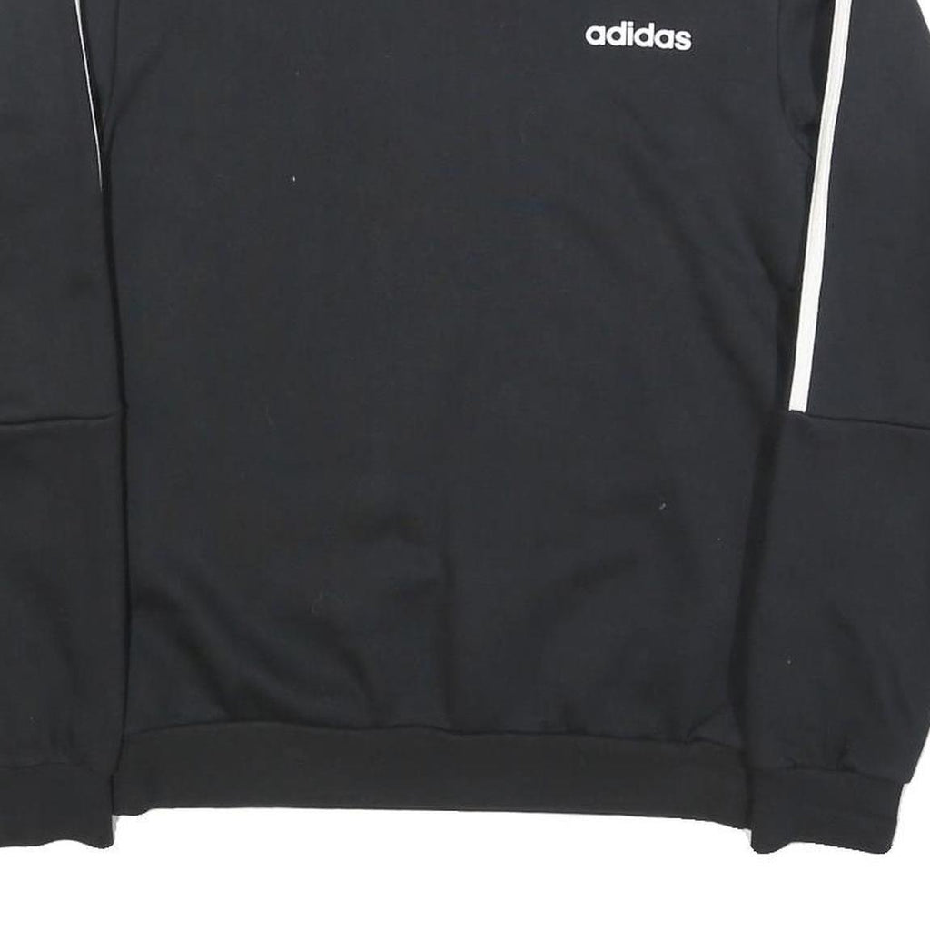 ADIDAS Mens Black Crew Neck Sweatshirt S Cotton Blend Sportswear Top