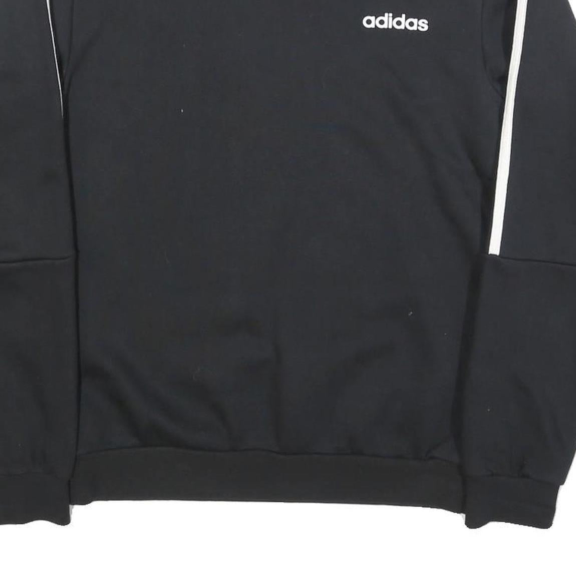 ADIDAS Mens Black Crew Neck Sweatshirt S Cotton Blend Sportswear Top