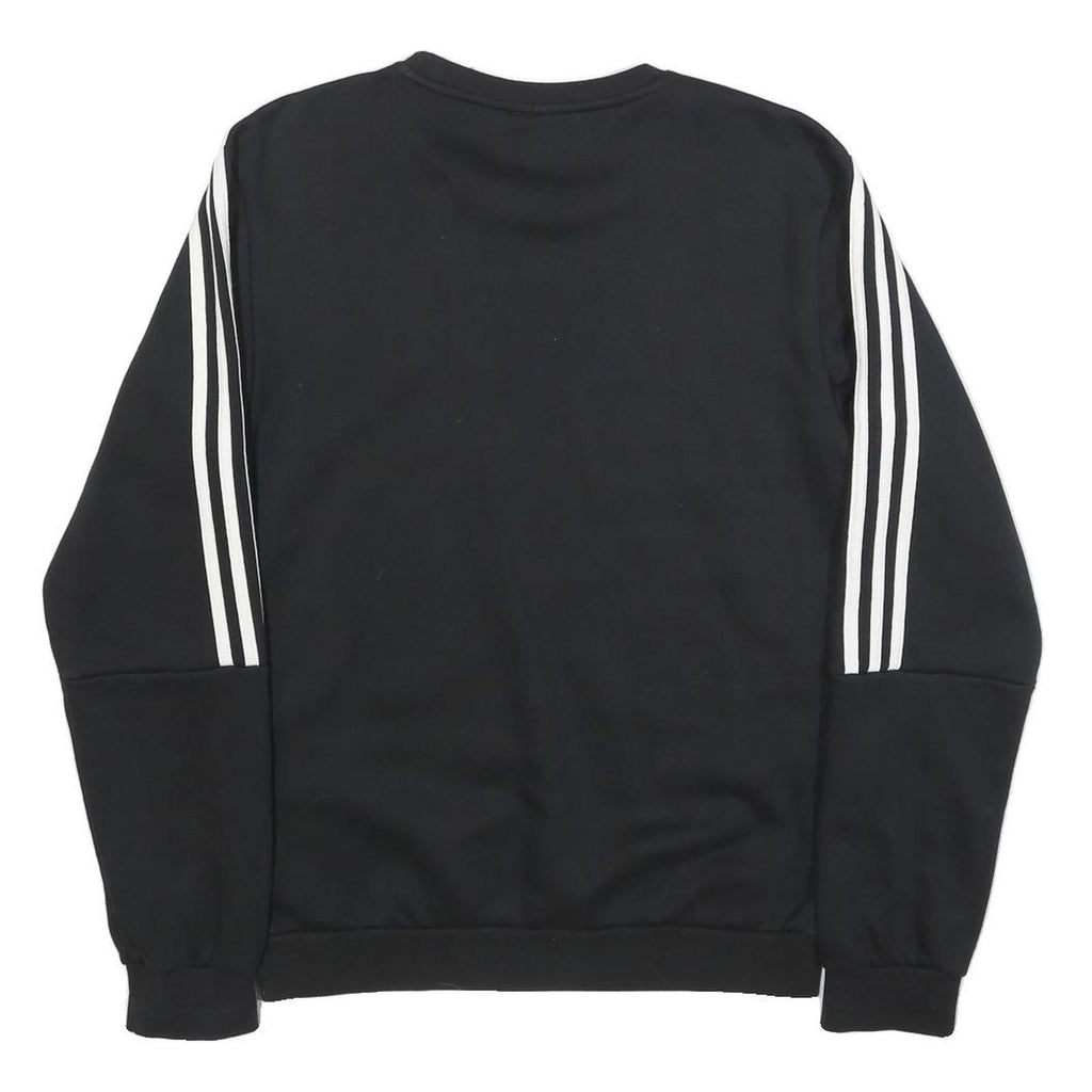 ADIDAS Mens Black Crew Neck Sweatshirt S Cotton Blend Sportswear Top
