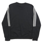 ADIDAS Mens Black Crew Neck Sweatshirt S Cotton Blend Sportswear Top