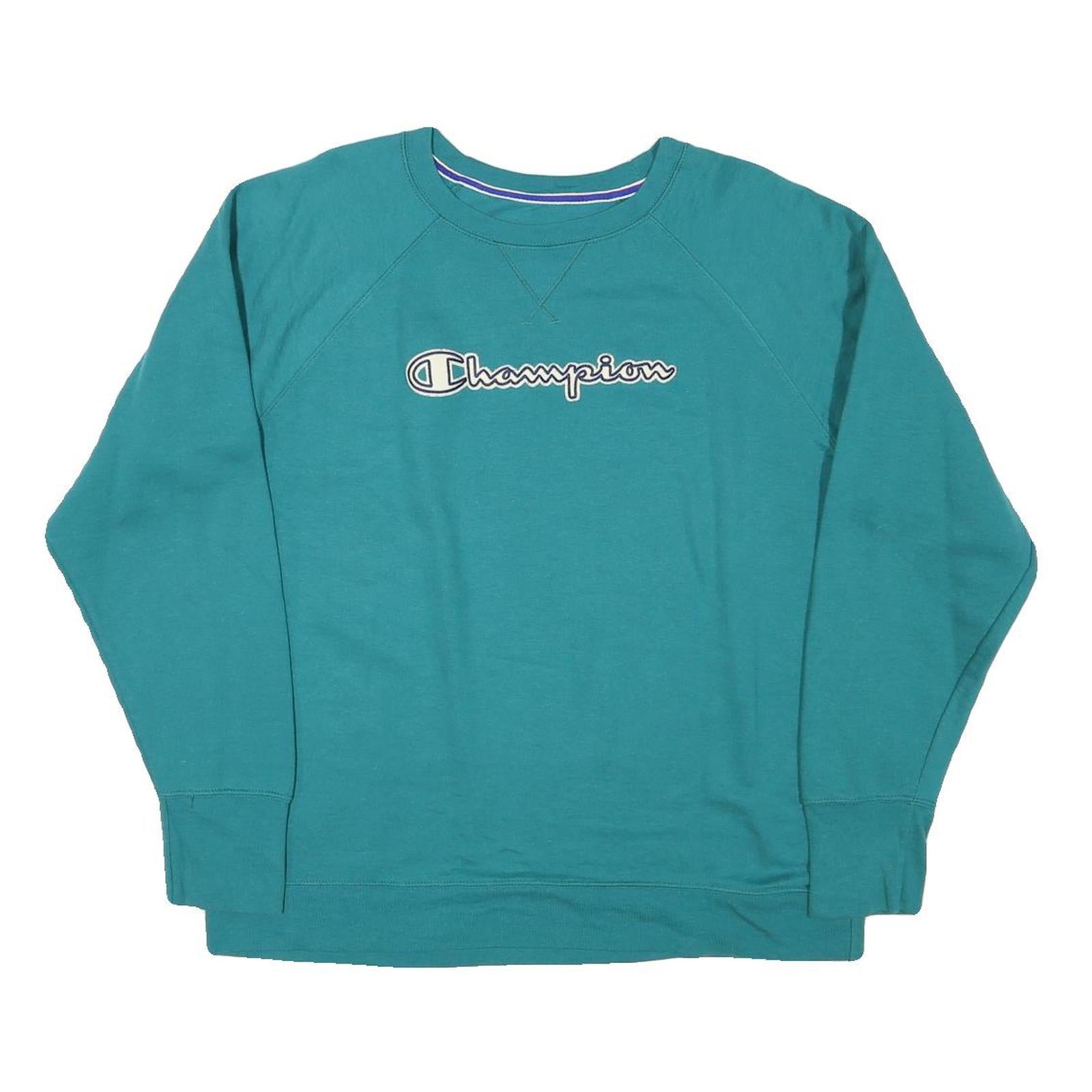 CHAMPION Womens Teal Sweatshirt Crew Neck XL Cotton Blend Pullover Casual