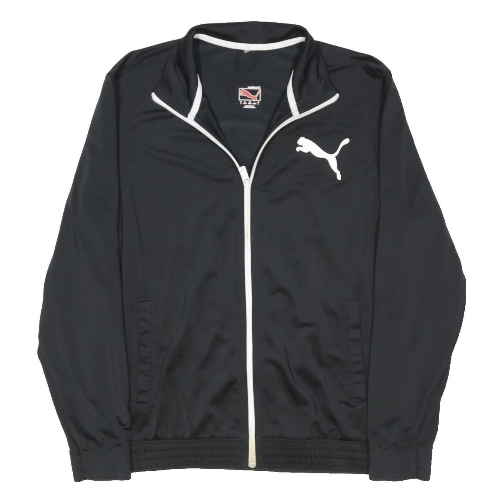 PUMA Mens Black & White Trainer Jacket L Woven Classic Sport Zip Up Logo