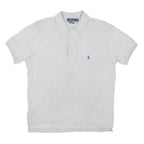 POLO RALPH LAUREN Mens Grey Polo Blue Embroidered Logo Short Sleeve Plain M
