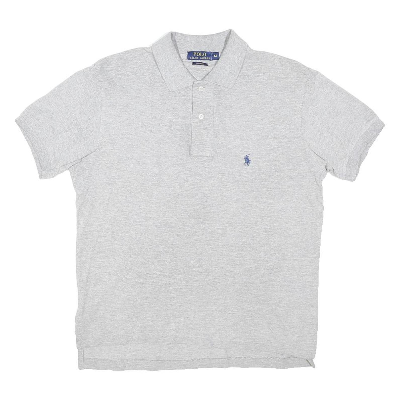 POLO RALPH LAUREN Mens Grey Polo Blue Embroidered Logo Short Sleeve Plain M