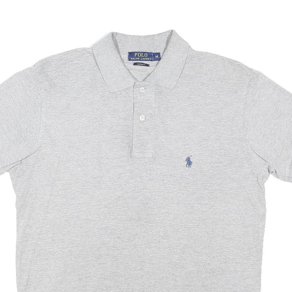 POLO RALPH LAUREN Mens Grey Polo Blue Embroidered Logo Short Sleeve Plain M