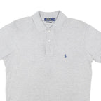 POLO RALPH LAUREN Mens Grey Polo Blue Embroidered Logo Short Sleeve Plain M