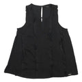 GUESS Womens Black Sleeveless V-Neck Printed Top S Ruffle Detail Summer