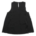 GUESS Womens Black Sleeveless V-Neck Printed Top S Ruffle Detail Summer