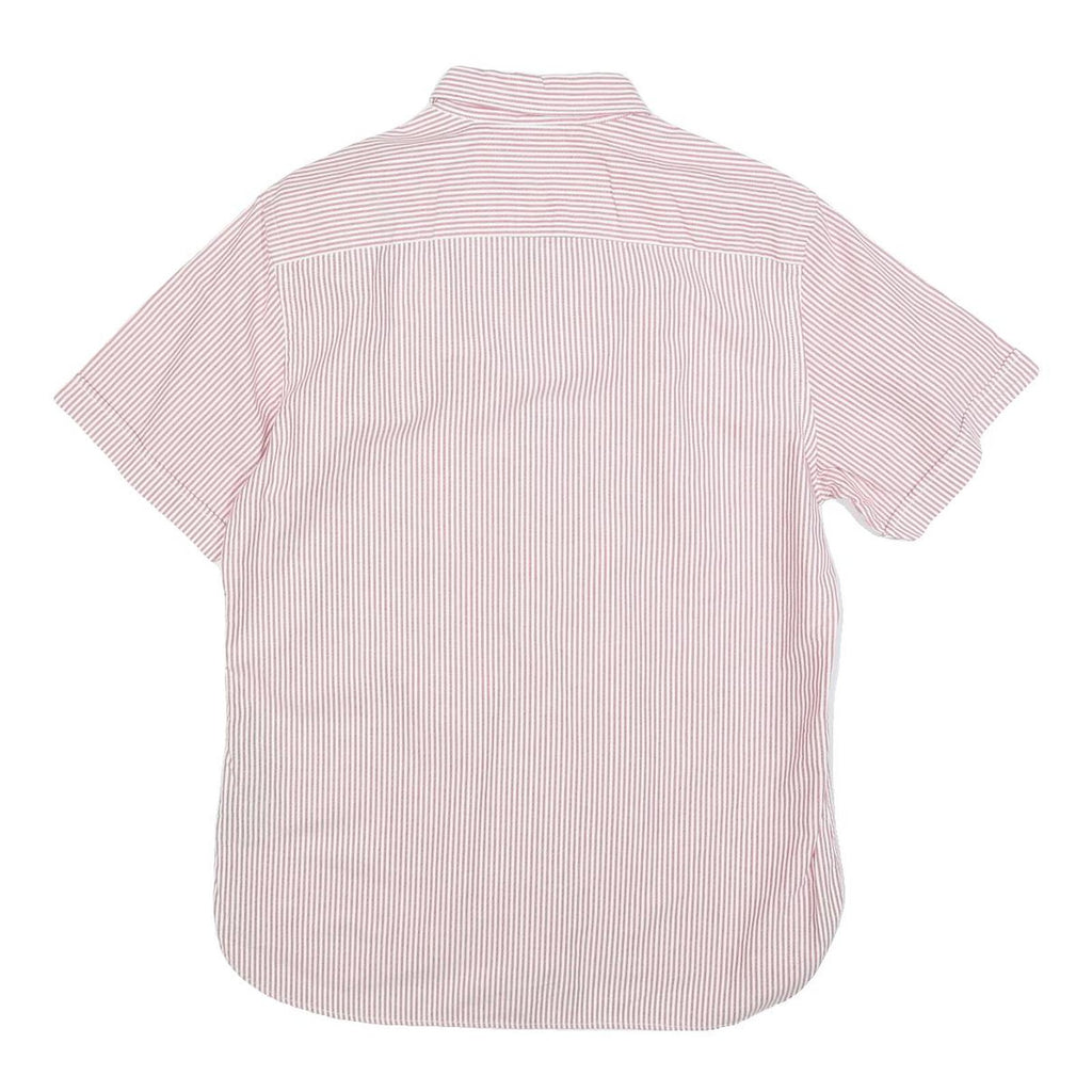 TOMMY HILFIGER Mens Red & White Striped Short Sleeve Shirt L Classic Button-Down