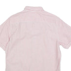 TOMMY HILFIGER Mens Red & White Striped Short Sleeve Shirt L Classic Button-Down