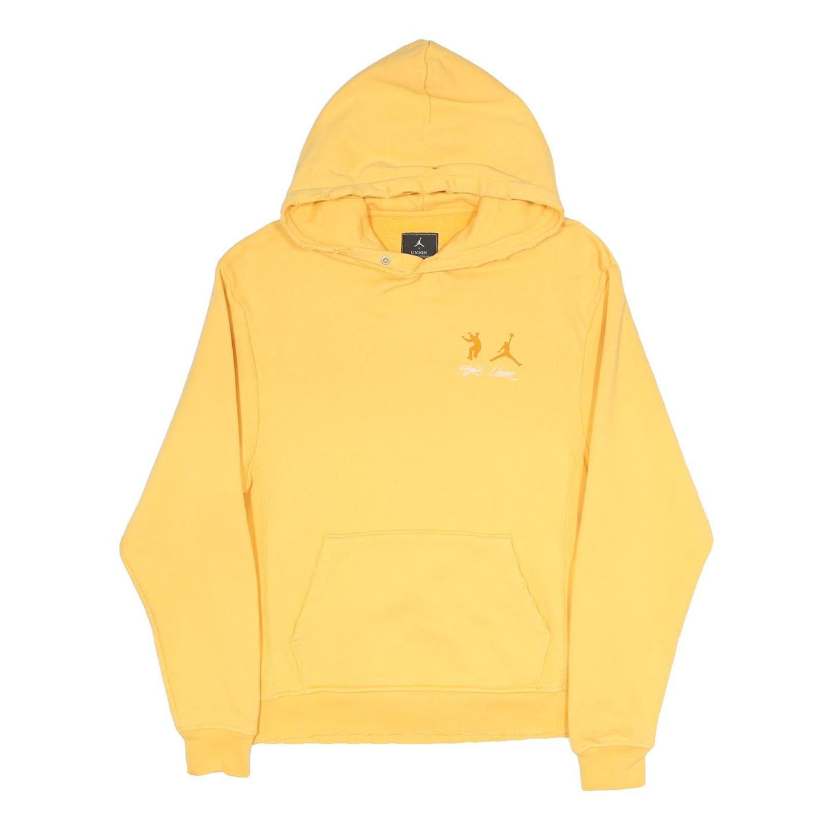 AIR JORDAN X UNION LA MJ Fleece Mens Yellow Pullover Hoodie S Cotton Blend