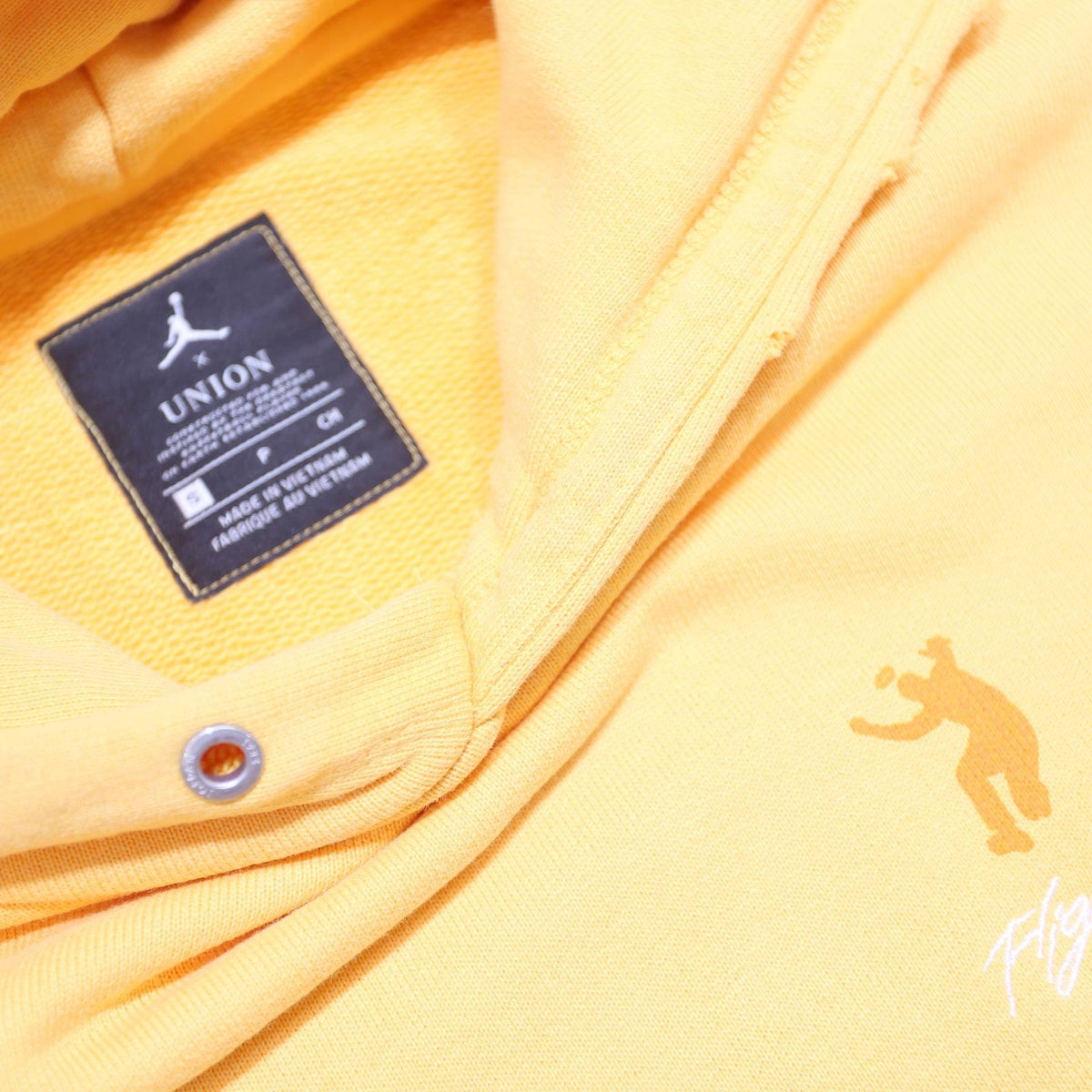 AIR JORDAN X UNION LA MJ Fleece Mens Yellow Pullover Hoodie S Cotton Blend