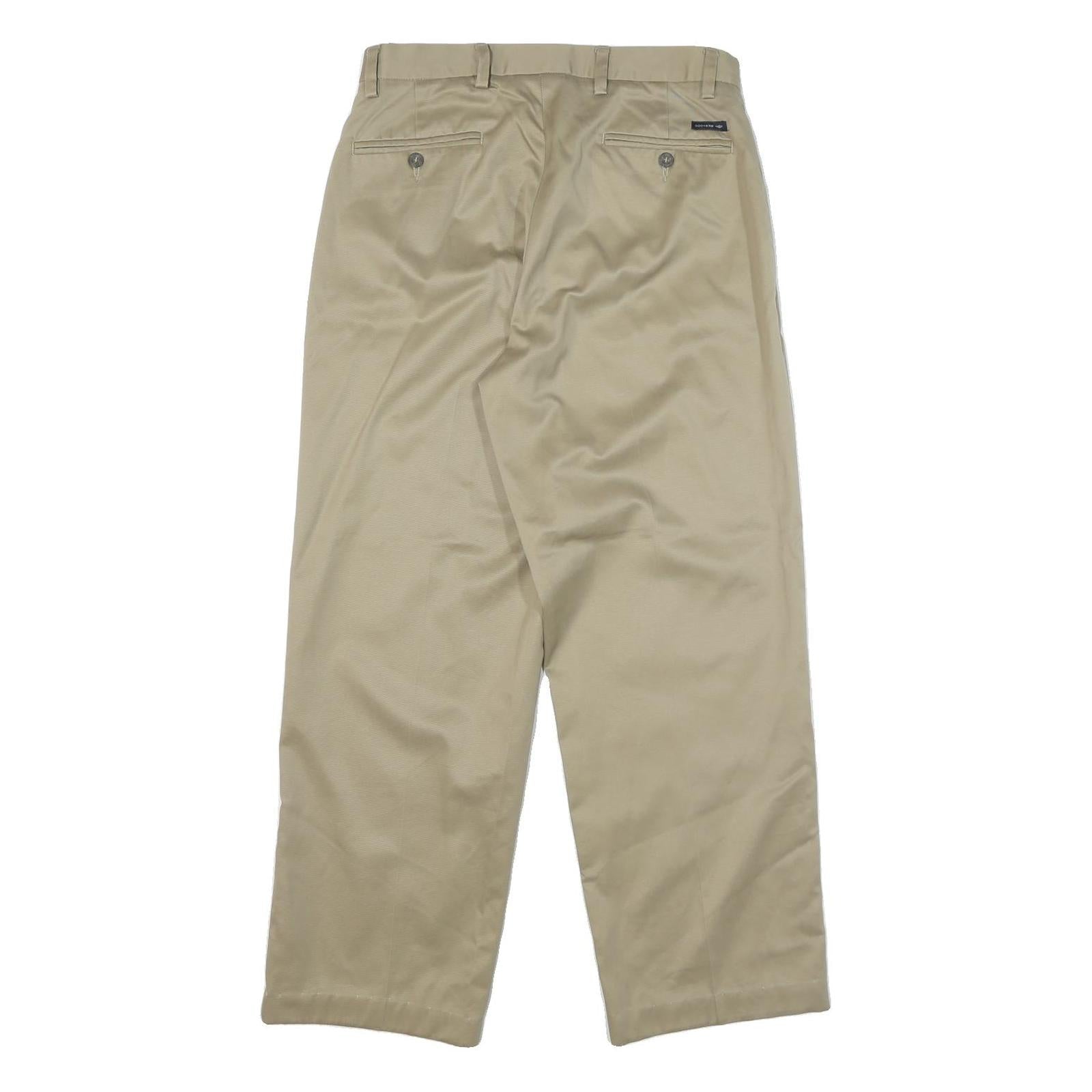 DOCKERS Mens Cotton Blend Beige Relaxed Straight Trousers W32 L29 Casual Smart