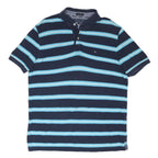 TOMMY HILFIGER Mens Blue & Light Blue Striped Short Sleeve Polo Shirt M