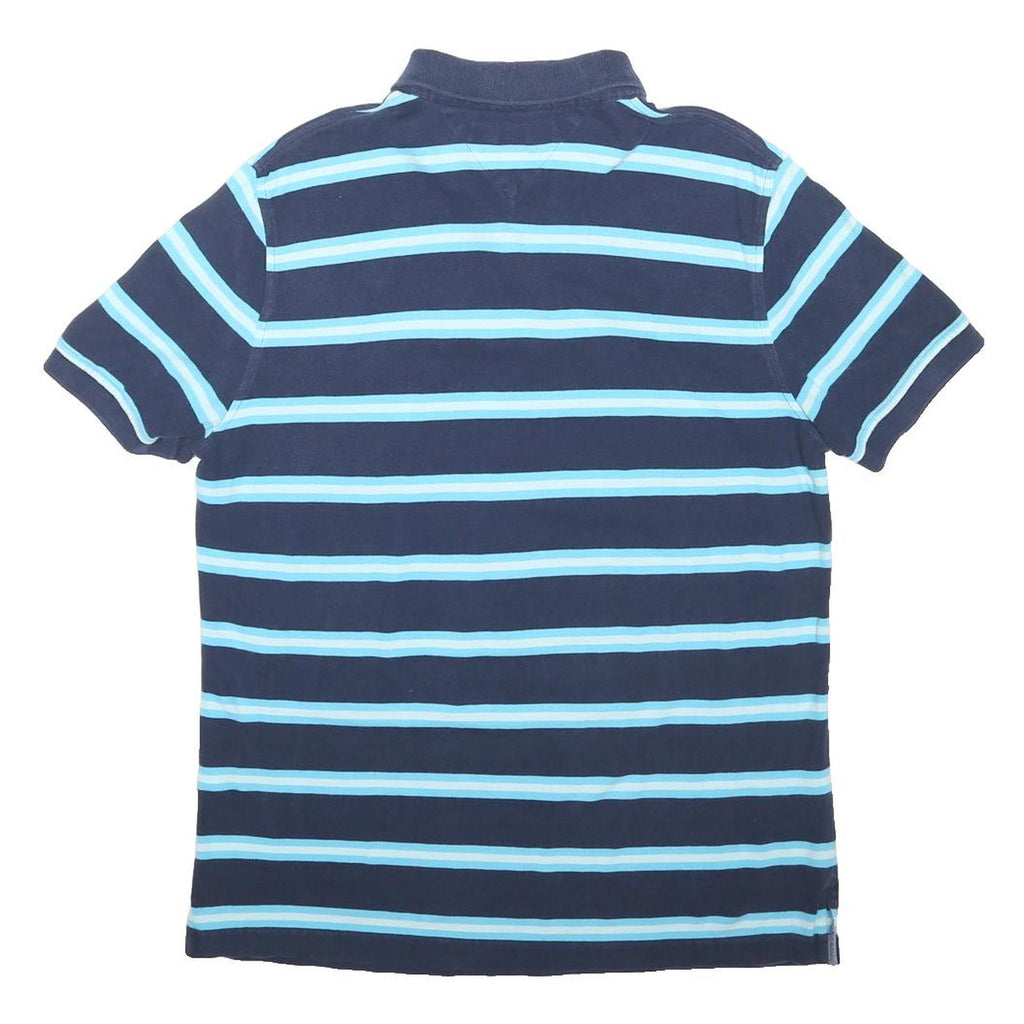TOMMY HILFIGER Mens Blue & Light Blue Striped Short Sleeve Polo Shirt M