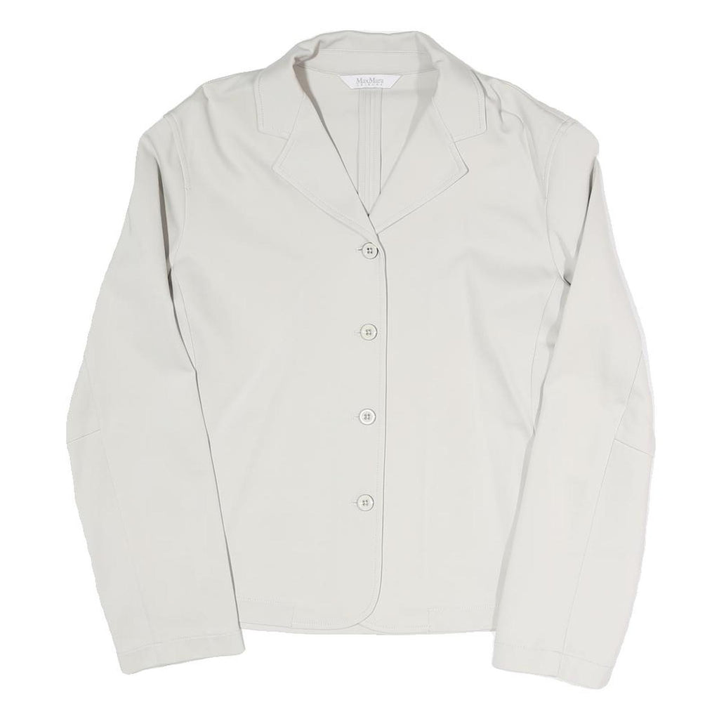 MAX MARA Womens Cream Jacket M Polyester Blend Plain Button Closure Classic Fit
