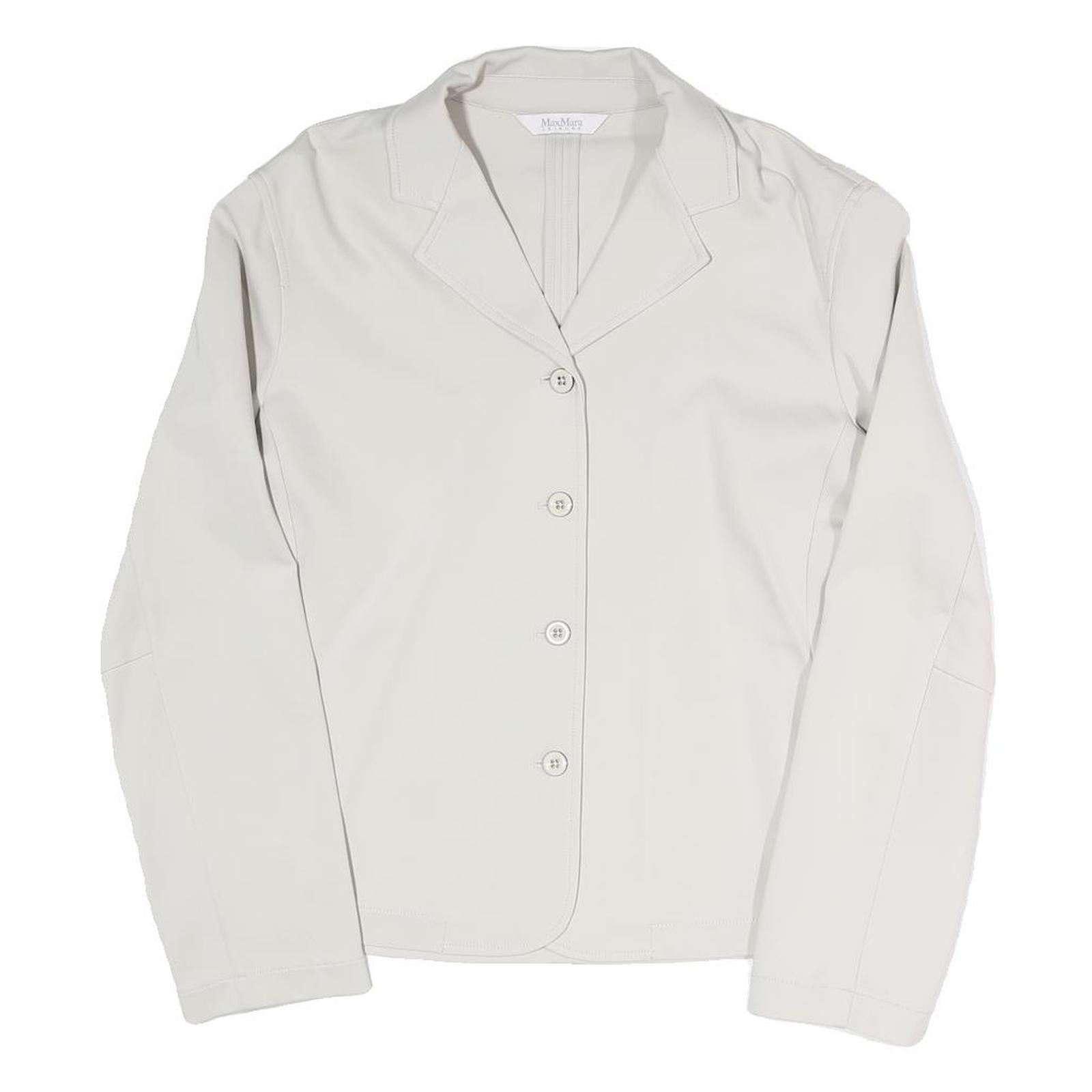 MAX MARA Womens Cream Jacket M Polyester Blend Plain Button Closure Classic Fit