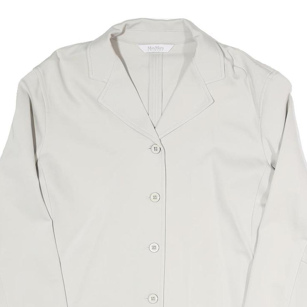 MAX MARA Womens Cream Jacket M Polyester Blend Plain Button Closure Classic Fit