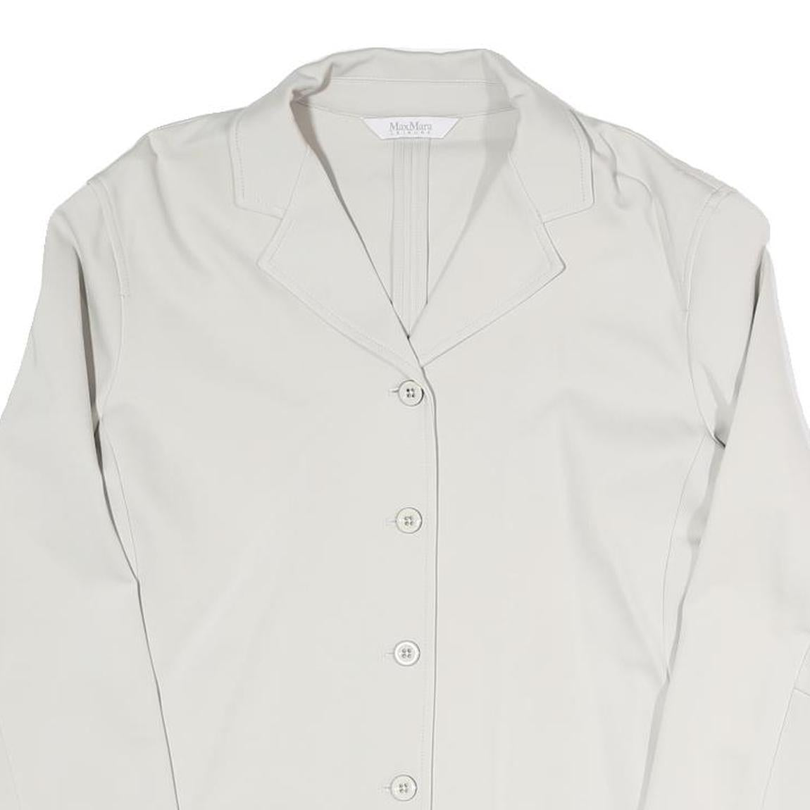 MAX MARA Womens Cream Jacket M Polyester Blend Plain Button Closure Classic Fit
