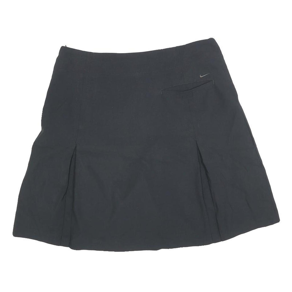 NIKE Womens Black Mini Polyester Blend Skort Athletic Casual M Zip Pockets