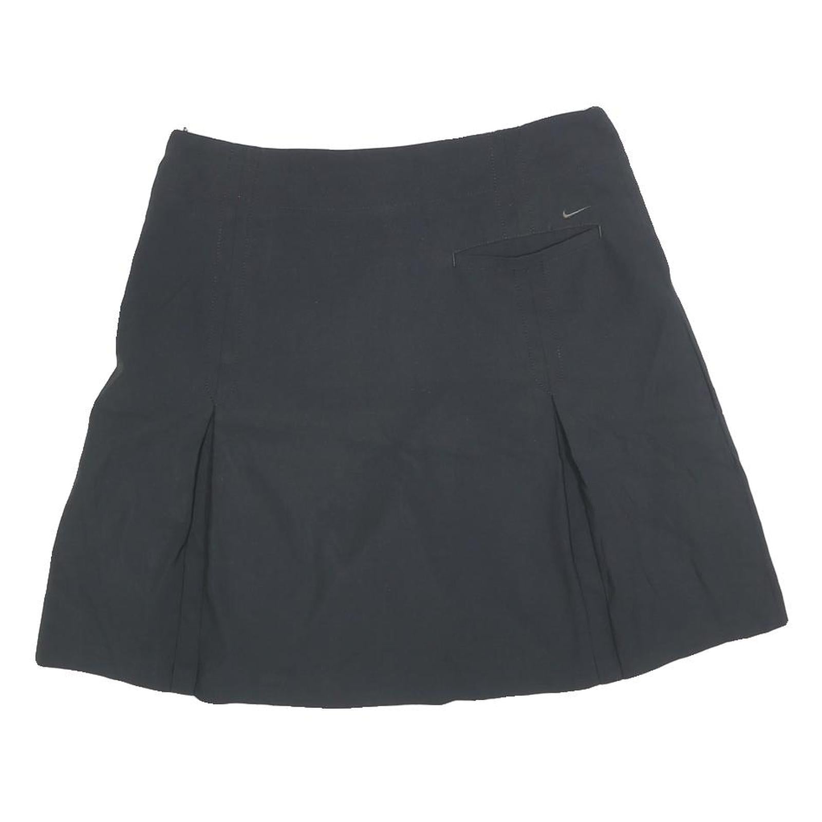 NIKE Womens Black Mini Polyester Blend Skort Athletic Casual M Zip Pockets