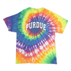 PORT & COMPANY Mens Multicolour Tie Dye L Short Sleeve Crew Neck Purdue Graphic