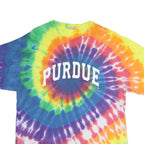 PORT & COMPANY Mens Multicolour Tie Dye L Short Sleeve Crew Neck Purdue Graphic