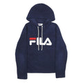FILA Mens Navy Blue Hoodie S Logo Pullover Sweatshirt Casual