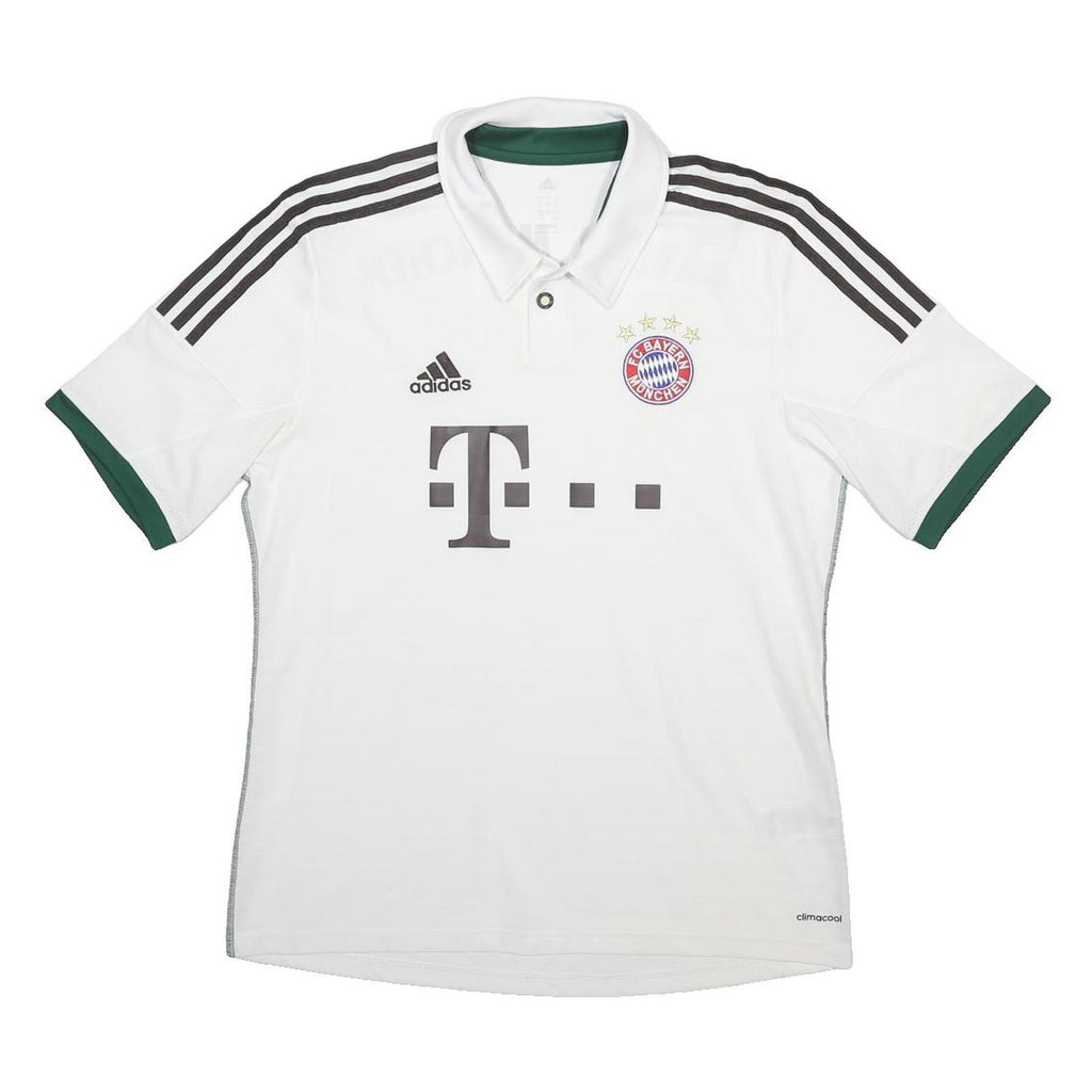 ADIDAS Mens White Bayern Munchen Football Shirt L Short Sleeve Collared