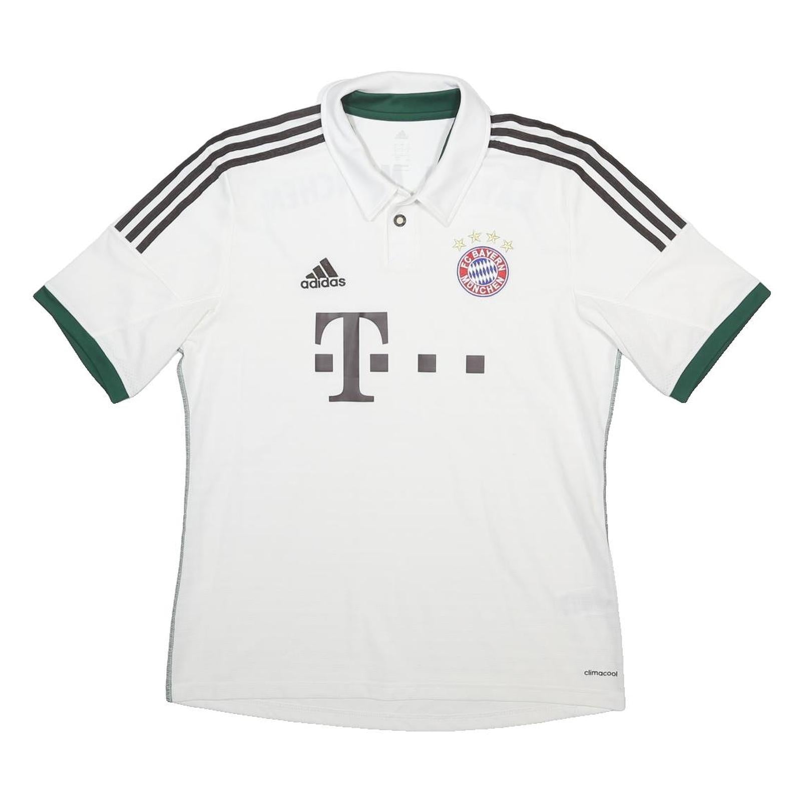 ADIDAS Mens White Bayern Munchen Football Shirt L Short Sleeve Collared
