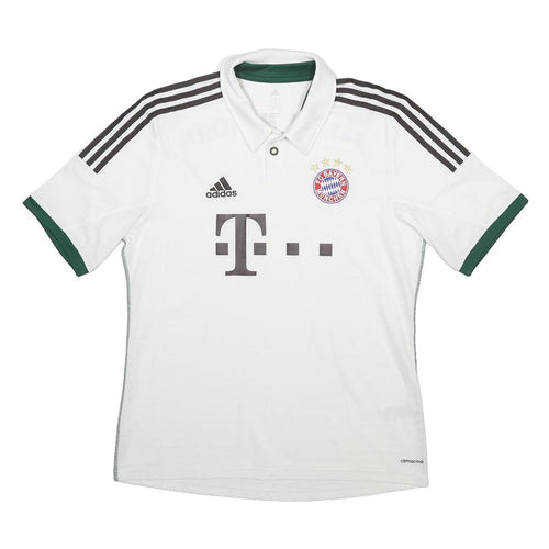 ADIDAS Mens White Bayern Munchen Football Shirt L Short Sleeve Collared