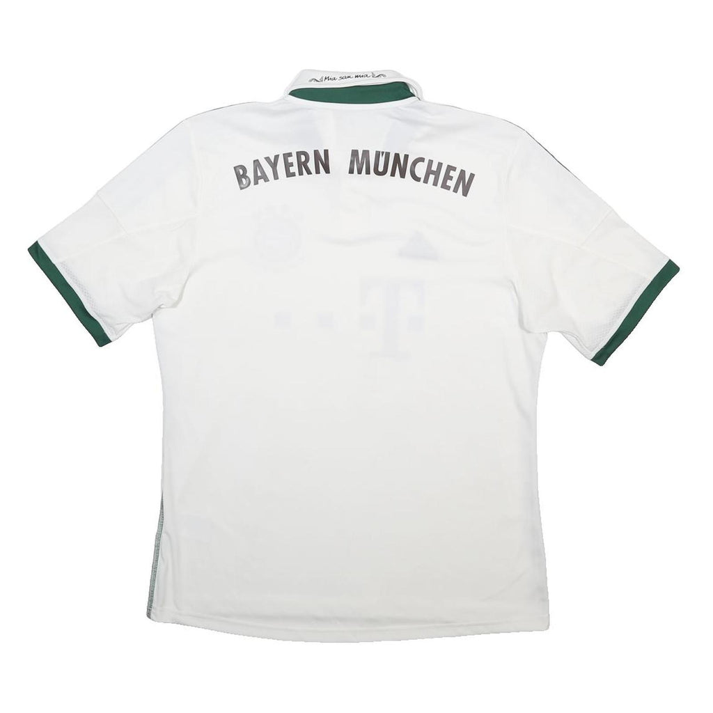 ADIDAS Mens White Bayern Munchen Football Shirt L Short Sleeve Collared