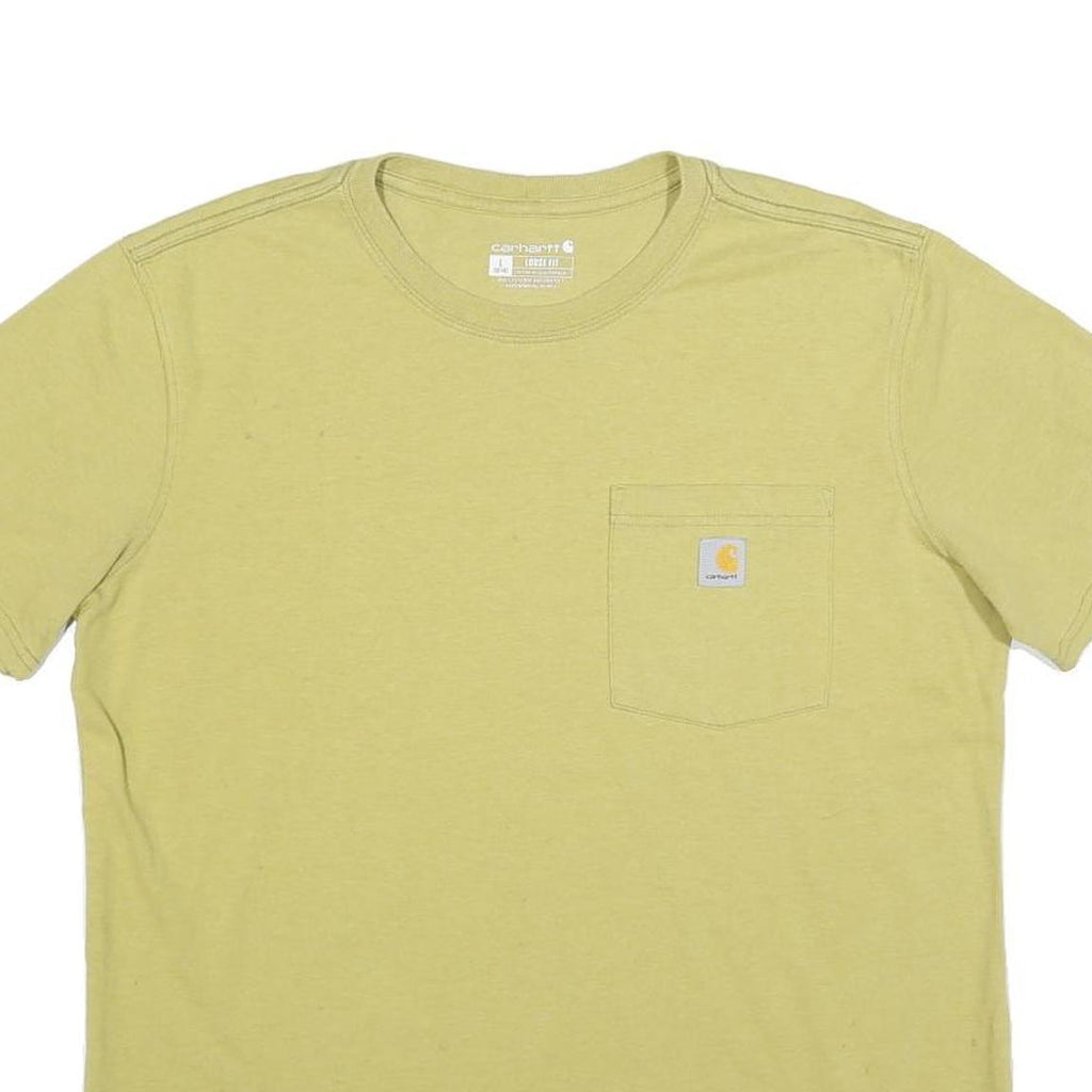 CARHARTT Womens Yellow Pocket T-Shirt L Short Sleeve Crew Neck Cotton Blend