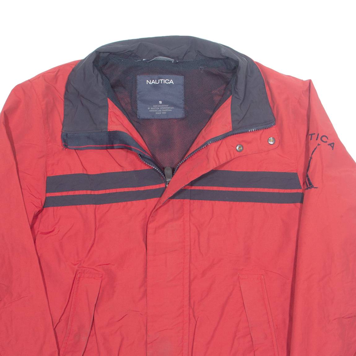 NAUTICA Mesh Lined Mens Rain Jacket Red 90s S