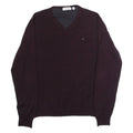CALVIN KLEIN Mens Jumper Maroon V-Neck Tight Knit Wool L